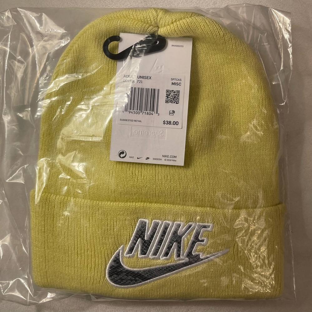 Nike x Supreme pale yellow beanie (SS21) brand new still in the packaging